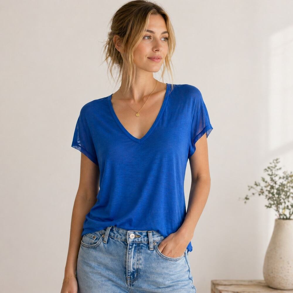 Rag and Bone Blue Short Sleeve  Mesh Side T shirt XS